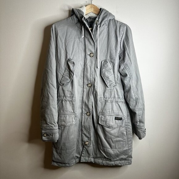 Vintage Y2K Abercrombie & Fitch Fur Lined Parka Jacket Womens M Green Bella Swan - Picture 1 of 16